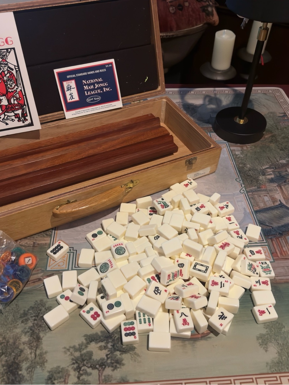 Classic Mah-Jongg Set with Wood Case and wood Racks - Picture 5 of 10
